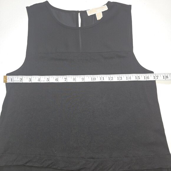 MICHAEL KORS Womens Sleeveless Knit Woven Mix Layered Top Sheer Womens Black Sm - Picture 6 of 9